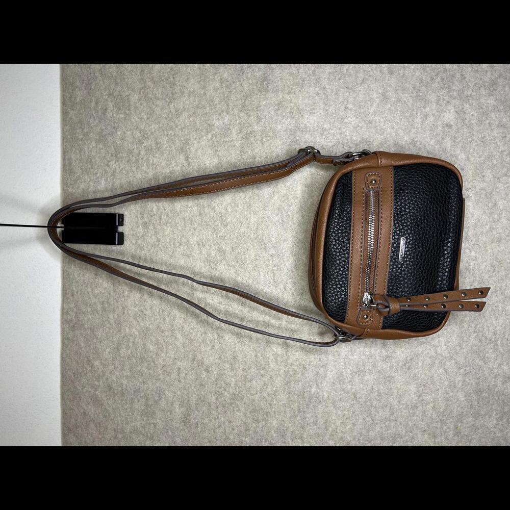 Chaps Two-Tone Small Crossbody Bag  Brown & Black Zipper